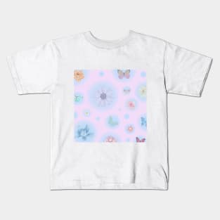 Transparent Bubbles, Butterfly, Flowers Kids T-Shirt